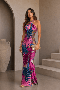 Finesse Halter Open Back Maxi Dress