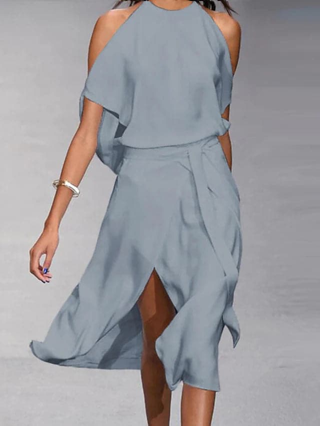 Fiona | Women's Cold Shoulder Midi Dress