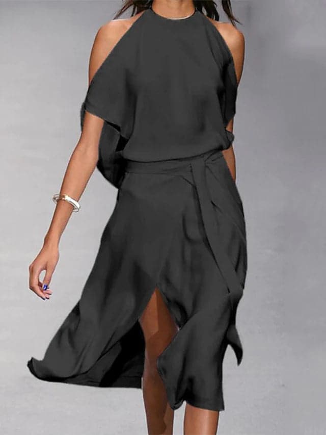 Fiona | Women's Cold Shoulder Midi Dress