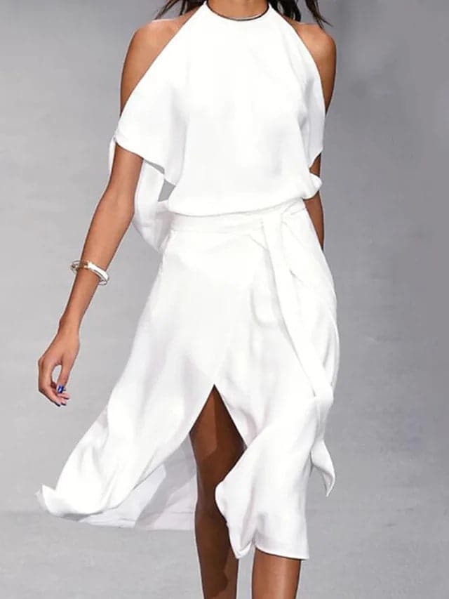 Fiona | Women's Cold Shoulder Midi Dress