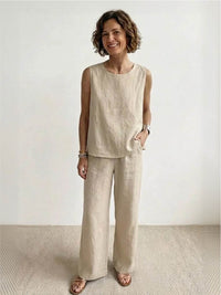 Fiona | Women's Sleeveless Tank Wide Leg Pants Set