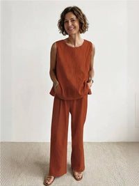 Fiona | Women's Sleeveless Tank Wide Leg Pants Set