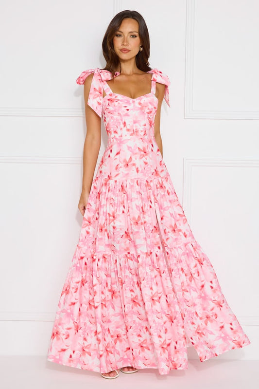 Flirty Dreams Maxi Dress Pink XS Print