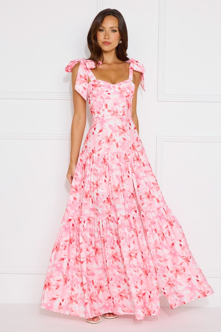 Flirty Dreams Maxi Dress Pink XS Print
