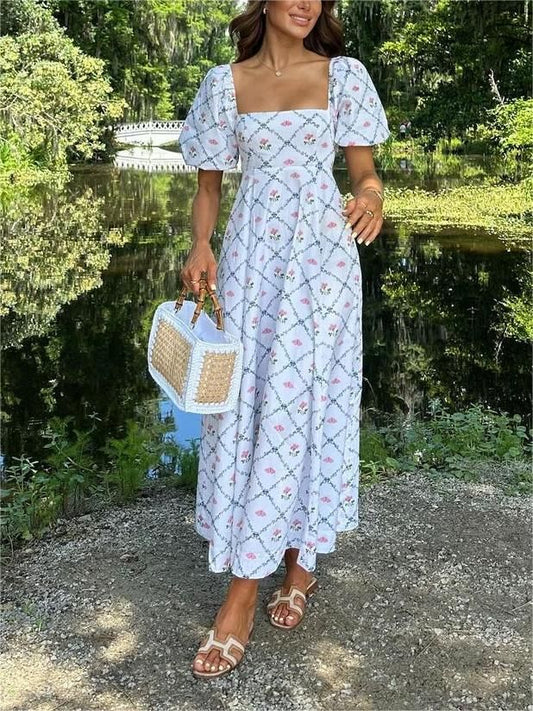 Floral Print Maxi Dress White