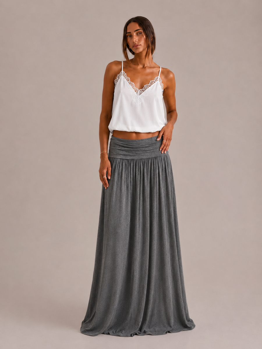 Juliette - Ruched Low-Rise Maxi Skirt