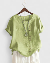 Elisavie | Comfortable Short Sleeve Blouse Mint Green