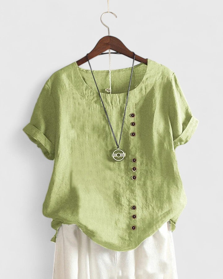 Elisavie | Comfortable Short Sleeve Blouse Mint Green