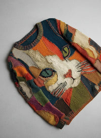 Audra – Artistic Cat Patchwork Jumper