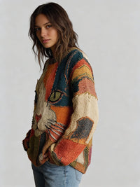 Audra – Artistic Cat Patchwork Jumper
