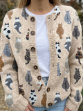 Goldie - Cat Print Relaxed Cardigan