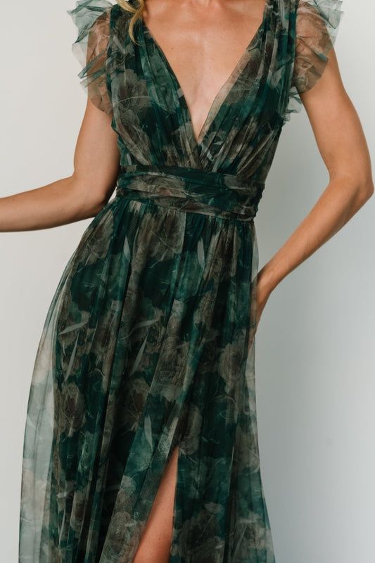 Green Everley Velvet Maxi Dress