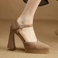 Guinevere | Women's Platform Block Heel Ankle Strap Pumps