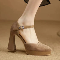 Guinevere | Women's Platform Block Heel Ankle Strap Pumps