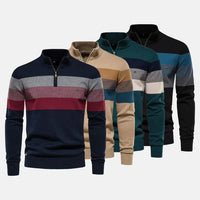 Ryan - Striped Zip Neck Jumper