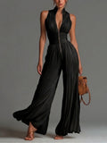 Laraine - Black Wide-leg Chiffon Jumpsuit