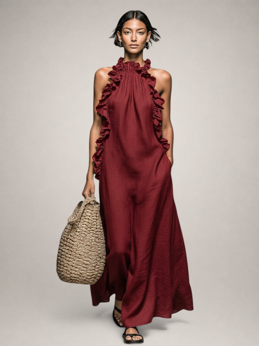 Emilia - Sleeveless Linen Blend Maxi Dress