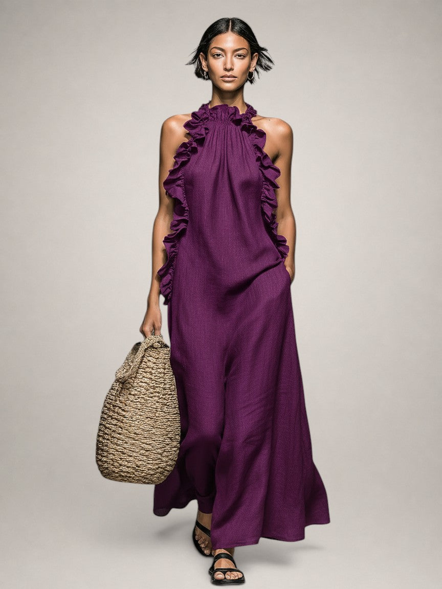 Emilia - Sleeveless Linen Blend Maxi Dress