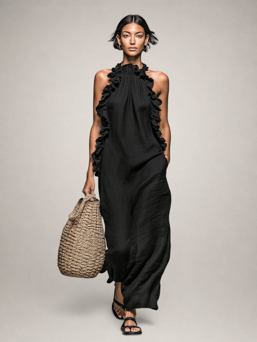 Emilia - Sleeveless Linen Blend Maxi Dress