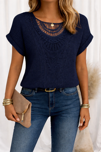 Henrietta | Women's Crochet Lace Short Sleeve Top