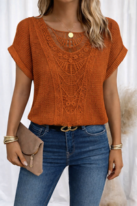 Henrietta | Women's Crochet Lace Short Sleeve Top