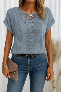 Henrietta | Women's Crochet Lace Short Sleeve Top