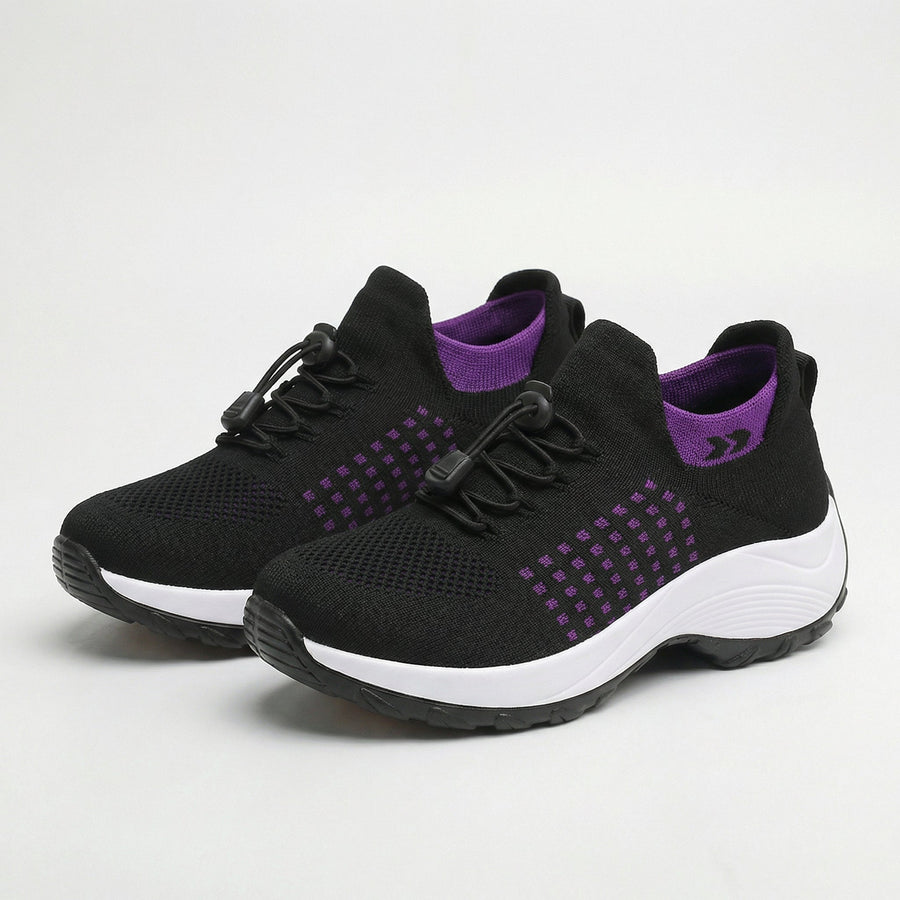 Clementine – Orthopedic Knit Fabric Shoes in Purple & Black