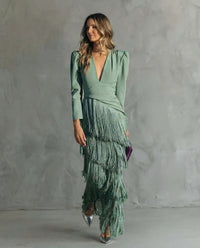 Adeline – Elegant Fringe Sleeve Dress