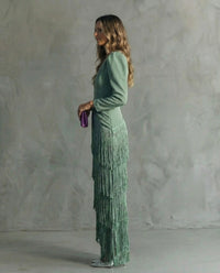 Adeline – Elegant Fringe Sleeve Dress