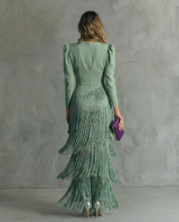 Adeline – Elegant Fringe Sleeve Dress