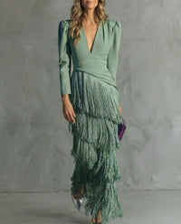 Adeline – Elegant Fringe Sleeve Dress