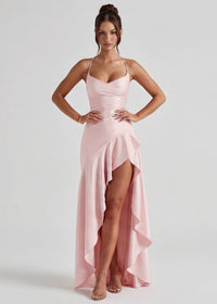 Isabeau - Elegant Draped Satin Muse Gown
