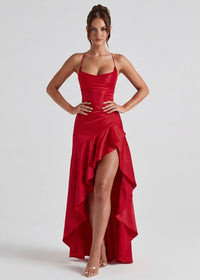 Isabeau - Elegant Draped Satin Muse Gown