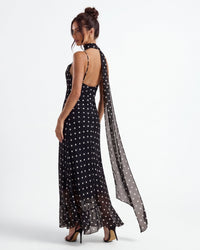 Linnea - Polka Maxi Dress with Scarf Detail