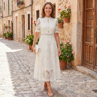 Charity - High Neck Lace Midi Dress