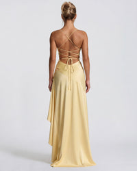 Isabeau - Elegant Draped Satin Muse Gown