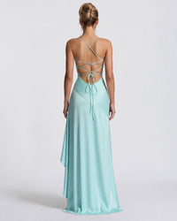 Isabeau - Elegant Draped Satin Muse Gown