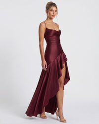 Isabeau - Elegant Draped Satin Muse Gown