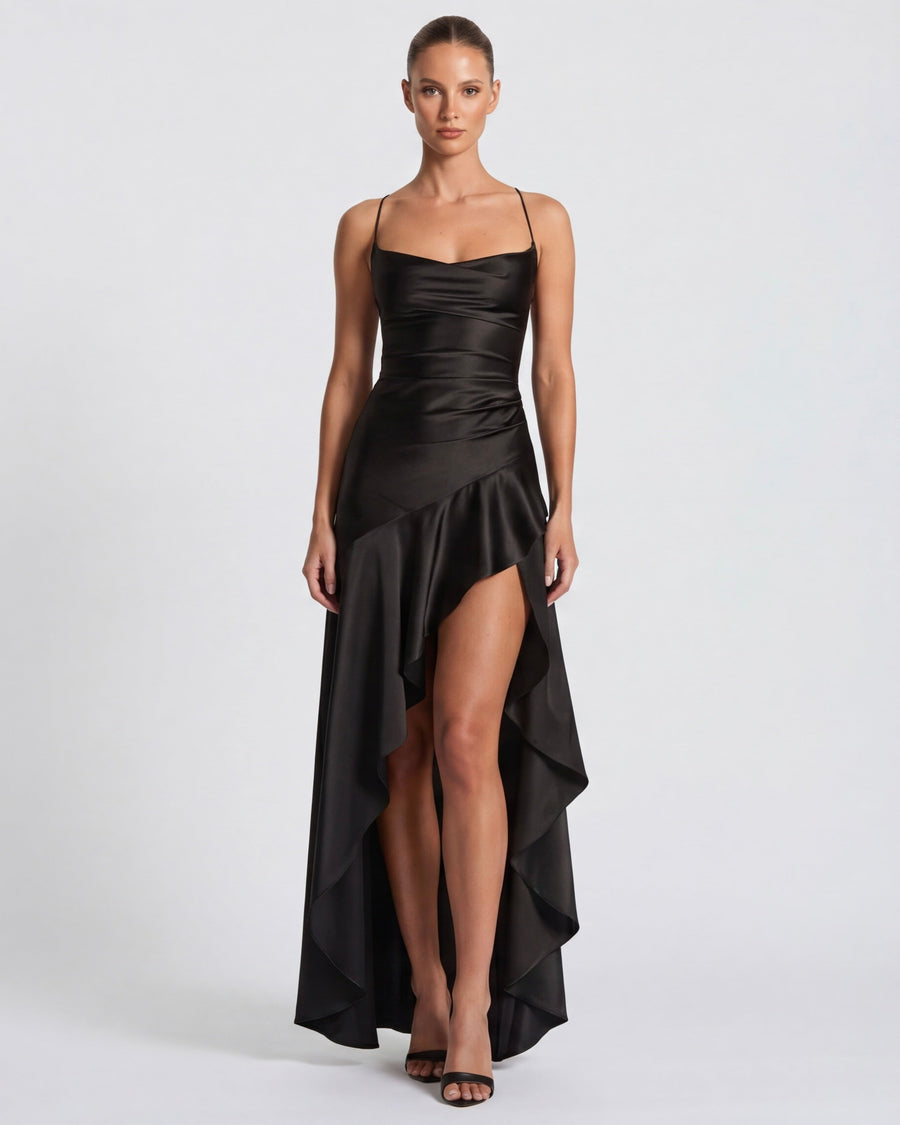 Isabeau - Elegant Draped Satin Muse Gown