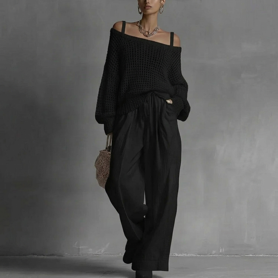 Claire - Elegant Off-Shoulder Trouser Set