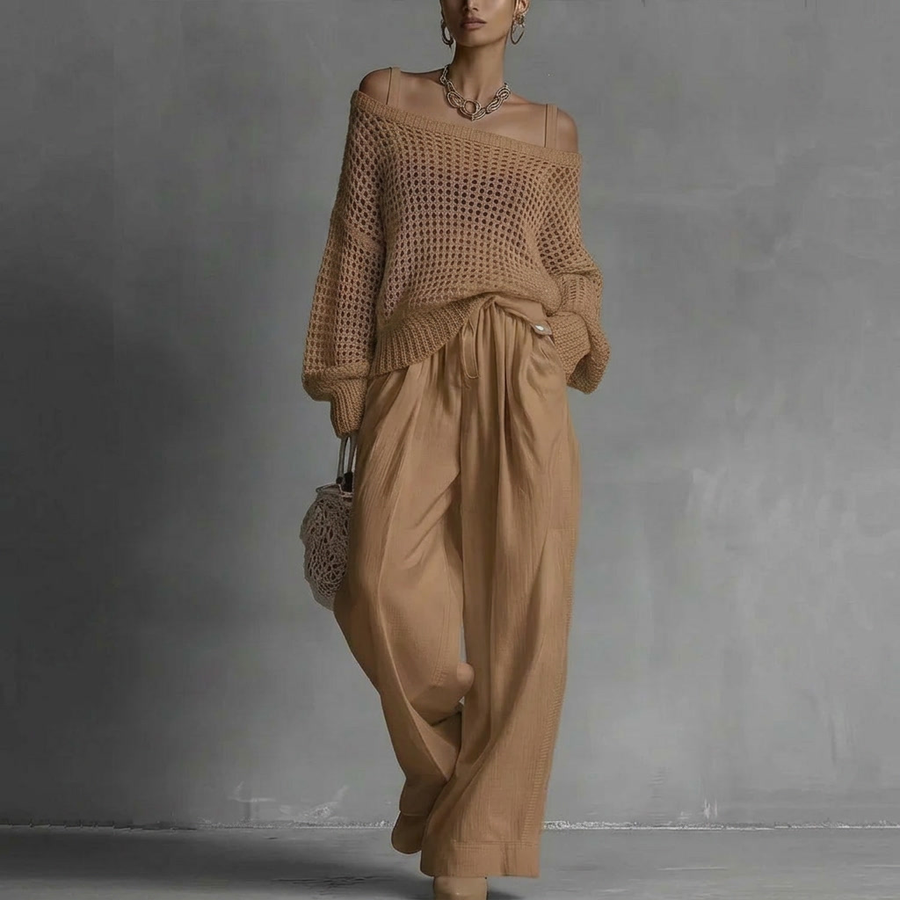 Claire - Elegant Off-Shoulder Trouser Set