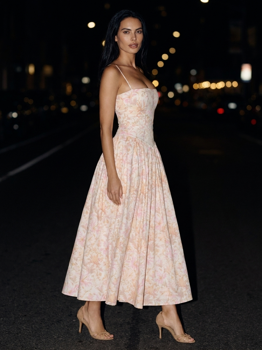 FLORAL MAXI DRESS Peach Blossom side