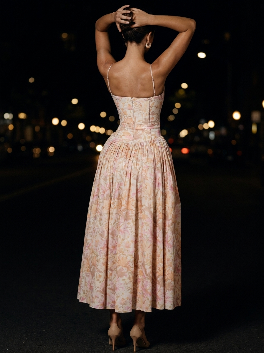 FLORAL MAXI DRESS Peach Blossom back