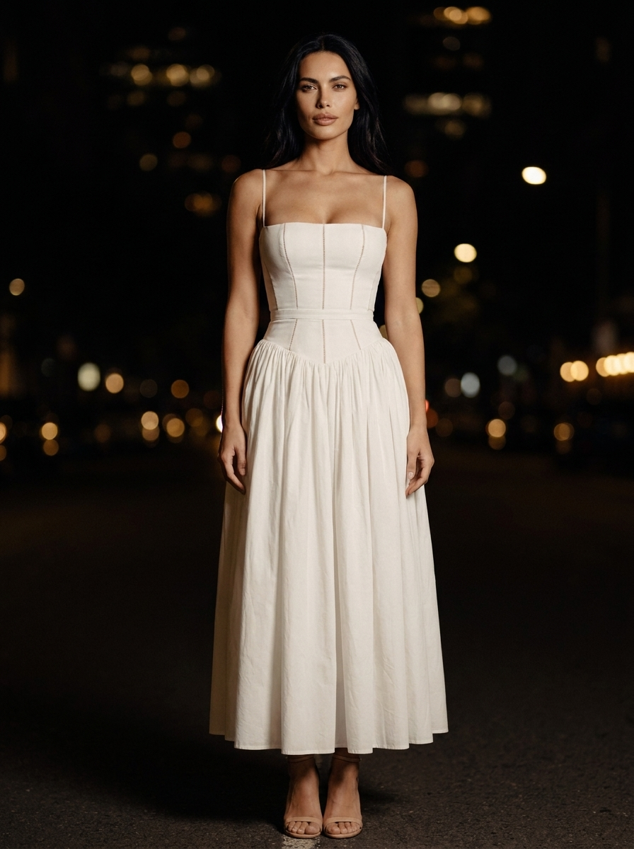 FLORAL MAXI DRESS Pearl White front