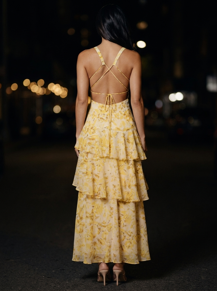 ELINA MAXI DRESS Yellow angle