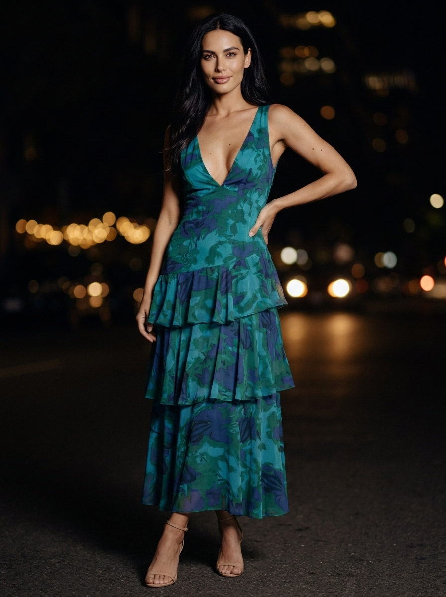 ELINA MAXI DRESS Turquoise front