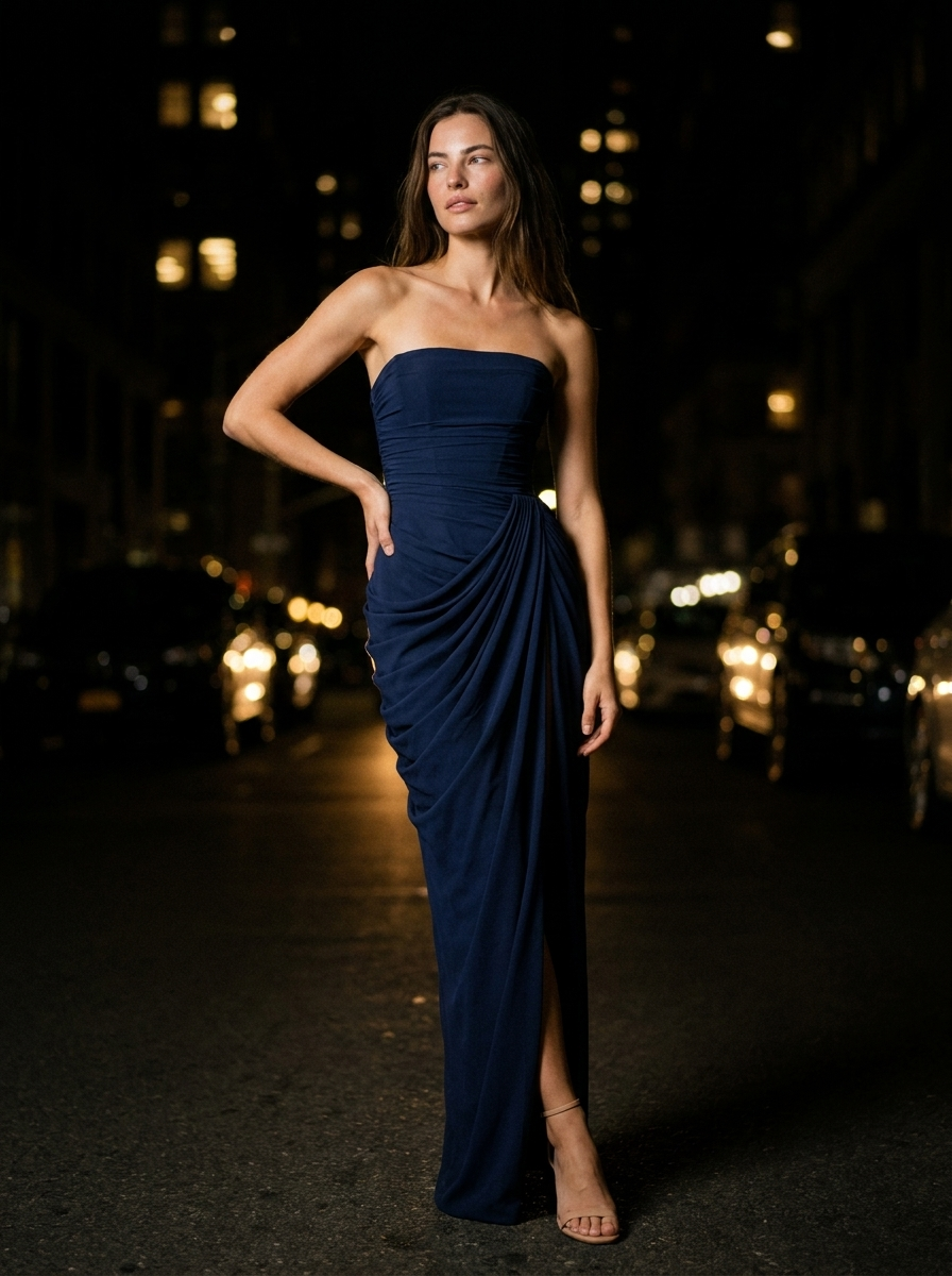 SLOANE MAXI DRESS Dark Blue front
