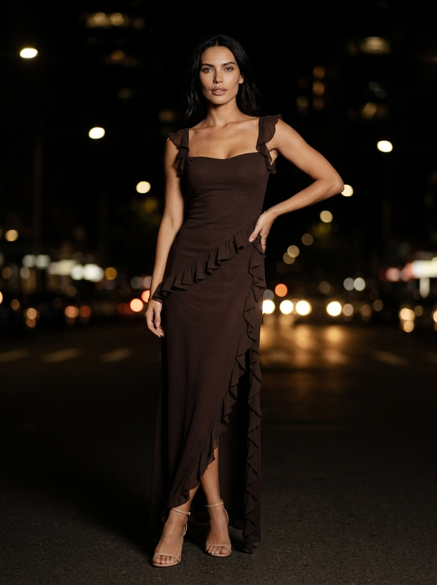 CLAIRE MAXI DRESS Brown back