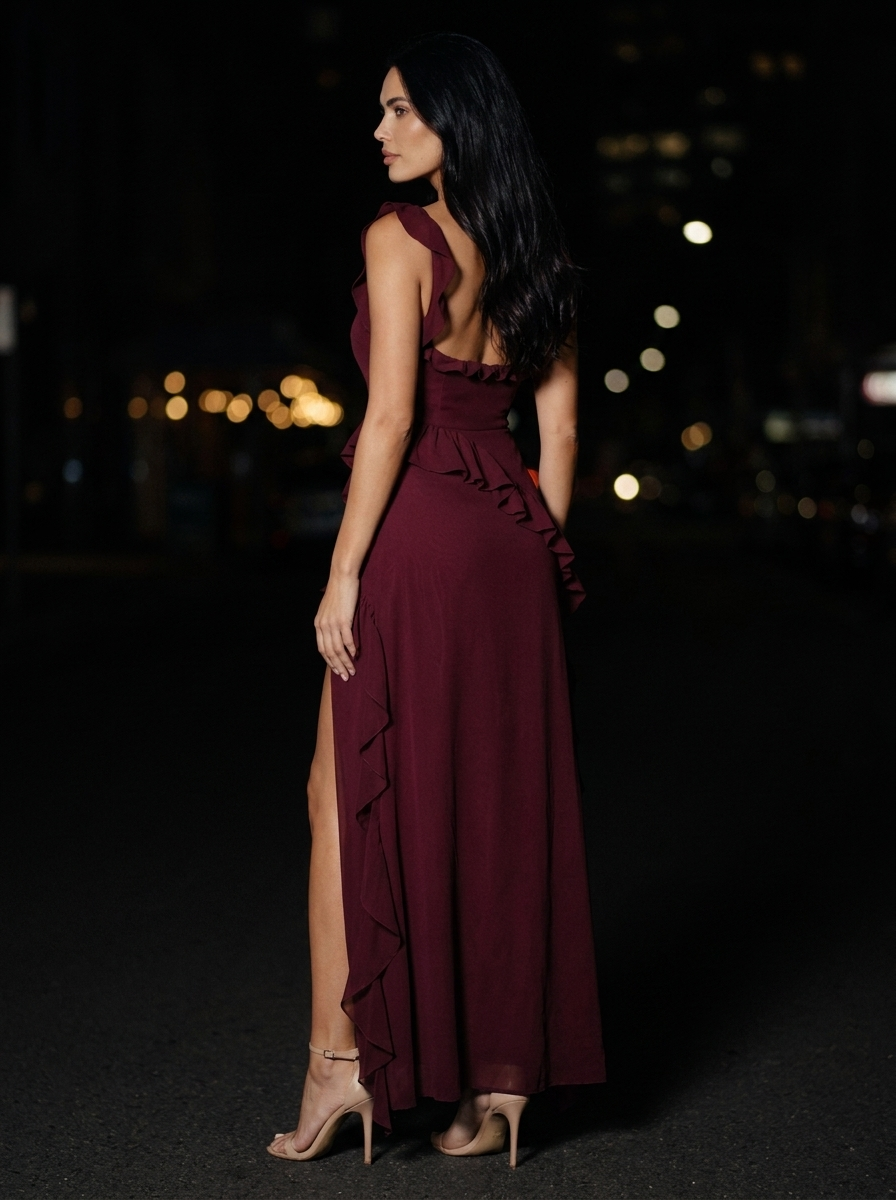 CLAIRE MAXI DRESS Burgundy side