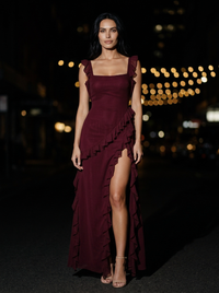 CLAIRE MAXI DRESS Burgundy back